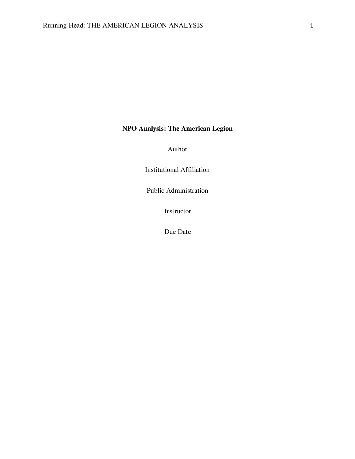 Preview image for (Essay) NPO Analysis: The American Legion analysis